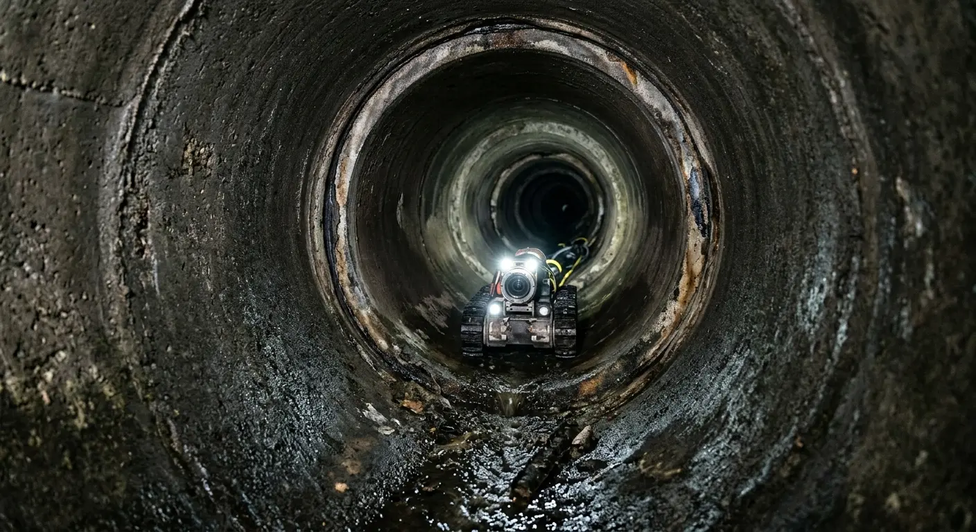 Robotic sewer camera inspecting pipe interior for Sewer Line Repair in Westerville